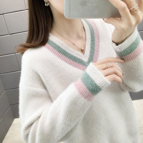 women's sweaters 12694 (2 5 row 2) will the imitated mink wool sweater sets v-neck color matching 43, White;black
women's sweaters 12694 (2 5 row 2) will the imitated mink wool sweater sets v-neck color matching 43, White;black
