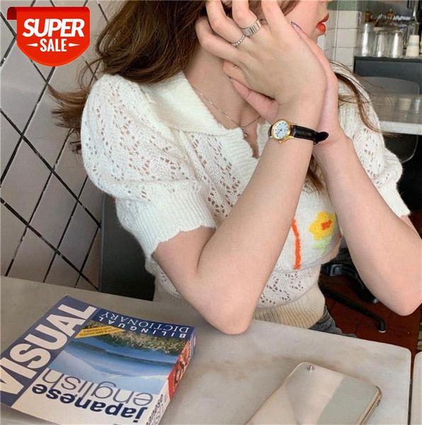 korean gentle wind hollow thin knit puff sleeve #ii5y, Black;gray 
korean gentle wind hollow thin knit puff sleeve #ii5y, Black;gray