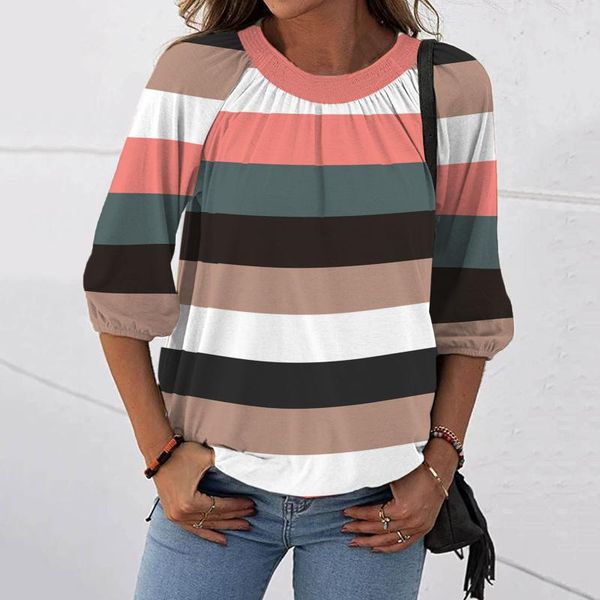 women's blouses & shirts striped printed blouses round neck 3/4 sleeve loose pleated blouse plus size women clothing vintage, White
women's blouses & shirts striped printed blouses round neck 3/4 sleeve loose pleated blouse plus size women clothing vintage, White