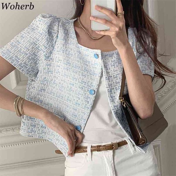 vintage women jackets summer korean chic short sleeve coat square collar casual tweed jacket outwear femme 210519, White;black
vintage women jackets summer korean chic short sleeve coat square collar casual tweed jacket outwear femme 210519, White;black