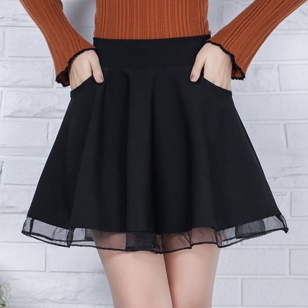 skirt spring summer hollow mesh stitching a- line dress high waist pleated women's anti-exposure culottes base, Black
skirt spring summer hollow mesh stitching a- line dress high waist pleated women's anti-exposure culottes base, Black