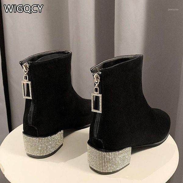 boots 2021 autumn elastic women's rhinestone short thick heel black fashion mid-heel single1
boots 2021 autumn elastic women's rhinestone short thick heel black fashion mid-heel single1