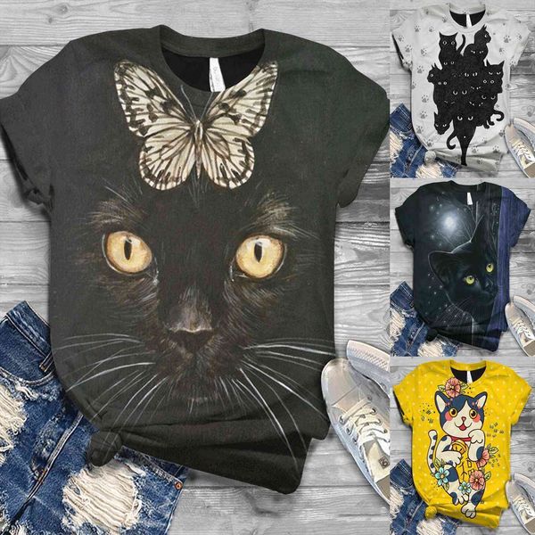 fashion cute cat womens shirt short sleeve summer printed crew neck casual plus size 5xl, White
fashion cute cat womens shirt short sleeve summer printed crew neck casual plus size 5xl, White