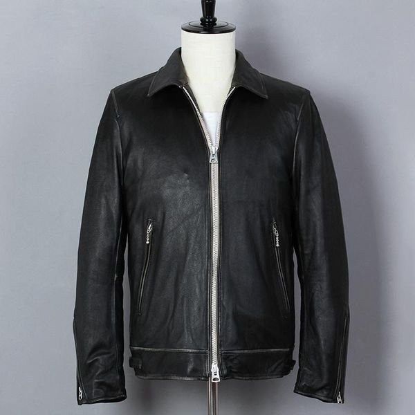 men's leather & faux 2021 casual vintage genuine jacket men slim fit sheepskin real coat motorcycle biker clothing for male, Black
men's leather & faux 2021 casual vintage genuine jacket men slim fit sheepskin real coat motorcycle biker clothing for male, Black