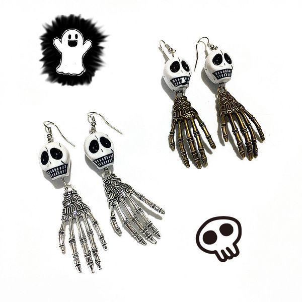 halloween gifts cool vintage skeleton hand dangle earrings big size metal punk ghost night club jewelry funny long earring clip, Silver
halloween gifts cool vintage skeleton hand dangle earrings big size metal punk ghost night club jewelry funny long earring clip, Silver