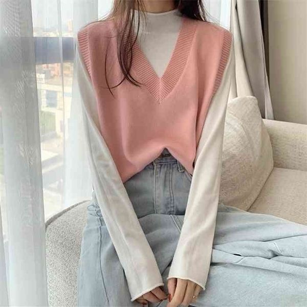 spring korean vest preppy style casual v-neck knitted vests women clothing high quality, Black;white
spring korean vest preppy style casual v-neck knitted vests women clothing high quality, Black;white