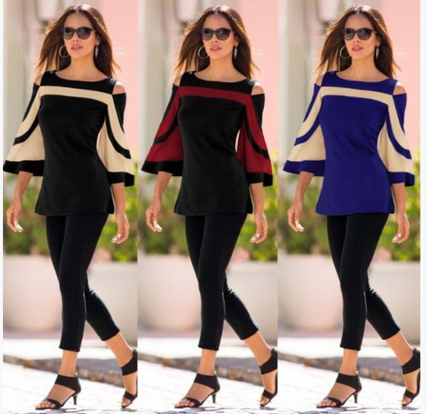 european and american summer t-shirt splicing off shoulder bat sleeve women's top, White
european and american summer t-shirt splicing off shoulder bat sleeve women's top, White
