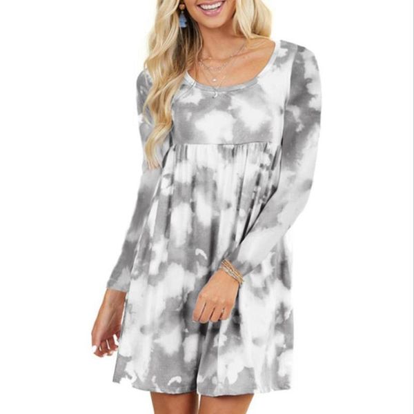 women casual tie dye dress round neck long sleeve high waist pleated mini ladies female autumn spring fashion 2021 dresses, Black;gray
women casual tie dye dress round neck long sleeve high waist pleated mini ladies female autumn spring fashion 2021 dresses, Black;gray