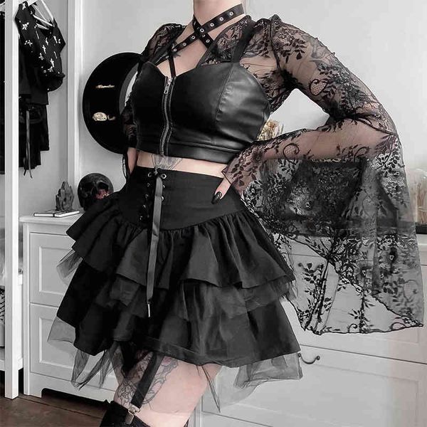 goth lace up mini skirt women mesh patchwork skirt punk style a-line skirts y2k high waist skirts ruffles bandage skirt 210419, Black
goth lace up mini skirt women mesh patchwork skirt punk style a-line skirts y2k high waist skirts ruffles bandage skirt 210419, Black