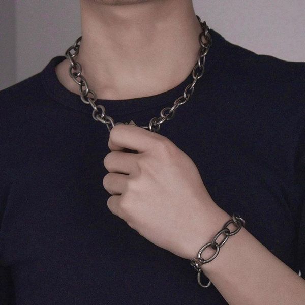 stainless steel thick chain simple o-chain retro color men's necklace bracelet set not fade earrings &, Silver
stainless steel thick chain simple o-chain retro color men's necklace bracelet set not fade earrings &, Silver