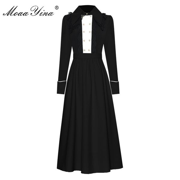 fashion designer dress spring autumn women's dress lace turn-down collar double breasted long sleeve elegant dresses 210524, Black;gray
fashion designer dress spring autumn women's dress lace turn-down collar double breasted long sleeve elegant dresses 210524, Black;gray