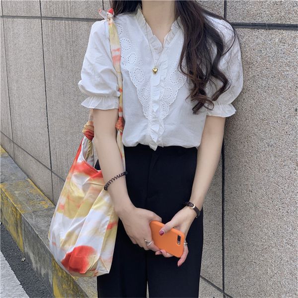 dress v-neck dedicate embroidery hollow out white ruffles solid loose leisure sweet gentle office lady shirt
dress v-neck dedicate embroidery hollow out white ruffles solid loose leisure sweet gentle office lady shirt