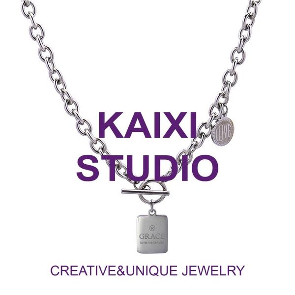 pendant necklaces kaixi hip-hop round square brand letter titanium steel short necklace hiphop trendy personality european and american styl, Silver
pendant necklaces kaixi hip-hop round square brand letter titanium steel short necklace hiphop trendy personality european and american styl, Silver