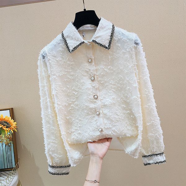 new design turn down collar single breasted full solid chiffon shirt women blouses 210421, White
new design turn down collar single breasted full solid chiffon shirt women blouses 210421, White