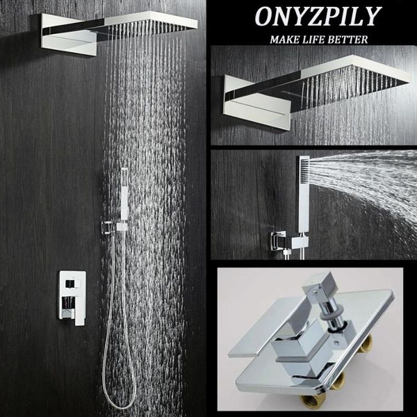 onyzpily chrome bathroom long square shower system head abs showerhand brass water mixer wall mounted 3-ways cold tap sets
onyzpily chrome bathroom long square shower system head abs showerhand brass water mixer wall mounted 3-ways cold tap sets