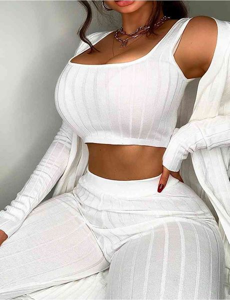 ladies long sleeved cardigan sleeveless vest high bullet hole strip leisure tight nightclub three piece set, Gray
ladies long sleeved cardigan sleeveless vest high bullet hole strip leisure tight nightclub three piece set, Gray