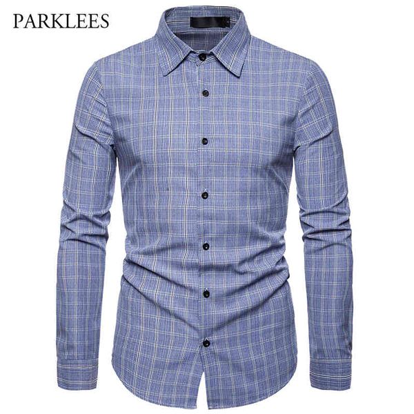 men's plaid casual business long sleeve men fashion button up dress shirts simple slim fit shirts men camisa hombre 210524, White;black
men's plaid casual business long sleeve men fashion button up dress shirts simple slim fit shirts men camisa hombre 210524, White;black