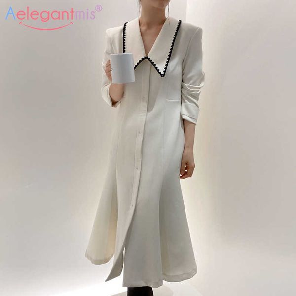 aelegantmis korean casual elegant retro long white dress women turn down collar female color block black vestidos mujer 210607, Black;gray
aelegantmis korean casual elegant retro long white dress women turn down collar female color block black vestidos mujer 210607, Black;gray