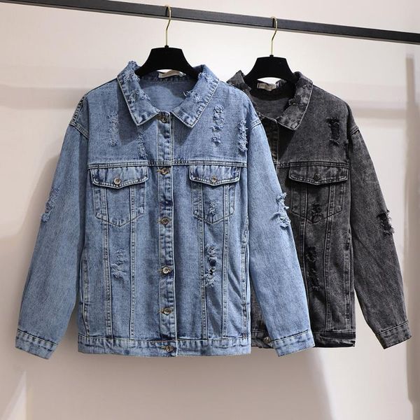 women's jackets jacket oversized 2021 fall ripped denim korean version of loose long-sleeved for women, Black;brown
women's jackets jacket oversized 2021 fall ripped denim korean version of loose long-sleeved for women, Black;brown