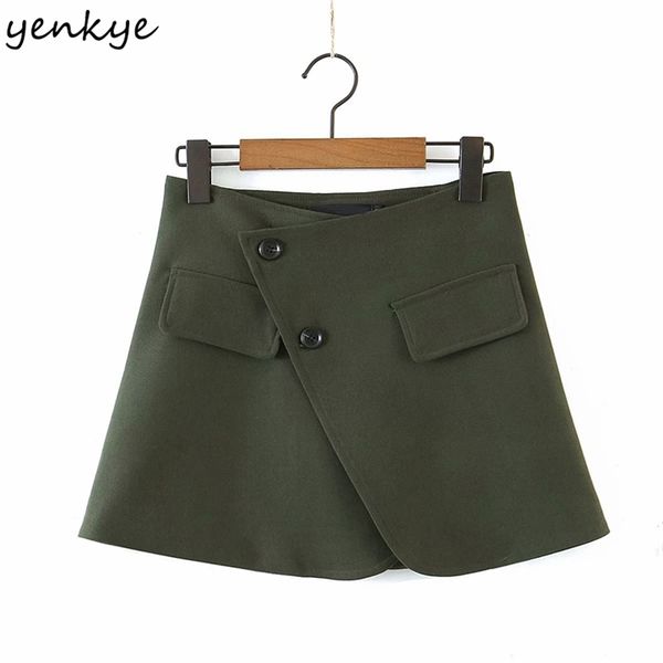 women oblique buckle wrap-style corduroy skirt vintage solid color high waist a-line mini ladies office 210514, Black
women oblique buckle wrap-style corduroy skirt vintage solid color high waist a-line mini ladies office 210514, Black