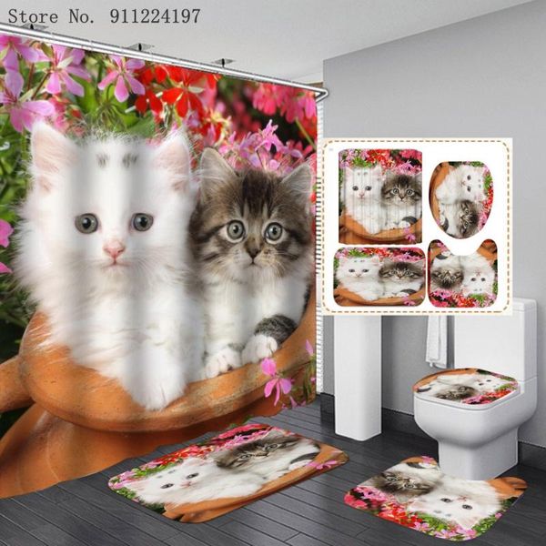 cute kitten printing bath curtain toilet lid cover rug mat sets 3/4 piece waterproof shower with 12 hooks accessory set
cute kitten printing bath curtain toilet lid cover rug mat sets 3/4 piece waterproof shower with 12 hooks accessory set