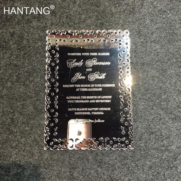 greeting cards creative hollow pattern 5x7inch silver mirror acrylic wedding invitation card 100 sets per lot
greeting cards creative hollow pattern 5x7inch silver mirror acrylic wedding invitation card 100 sets per lot