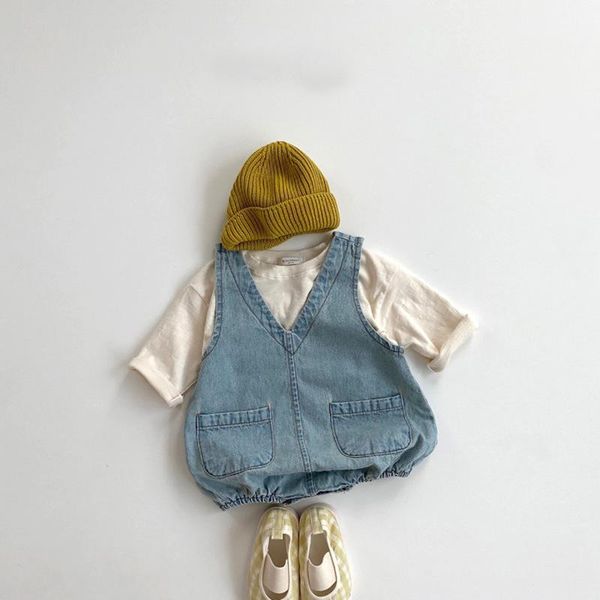 rompers 2021 v-neck baby denim bodysuit cute double pocket overalls for boys girl sleeveless jumpsuit fashion clothes, Blue
rompers 2021 v-neck baby denim bodysuit cute double pocket overalls for boys girl sleeveless jumpsuit fashion clothes, Blue
