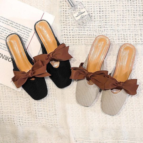 bow-knot mules shoes woman square toe thick heels slippers stretch fabric closed slides summer brief casual flip flops femme, Black
bow-knot mules shoes woman square toe thick heels slippers stretch fabric closed slides summer brief casual flip flops femme, Black