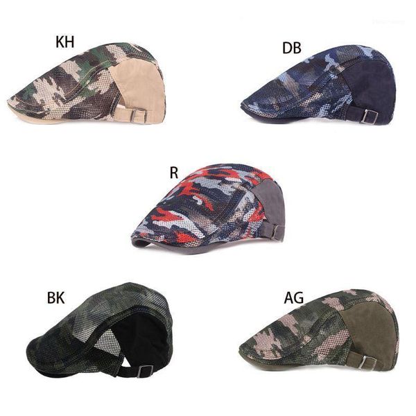 berets men women colored camouflage duckbill beret cap hollow breathable mesh summer adjustable cabbie sboy driving hunting hat 2xpd, Blue;gray
berets men women colored camouflage duckbill beret cap hollow breathable mesh summer adjustable cabbie sboy driving hunting hat 2xpd, Blue;gray