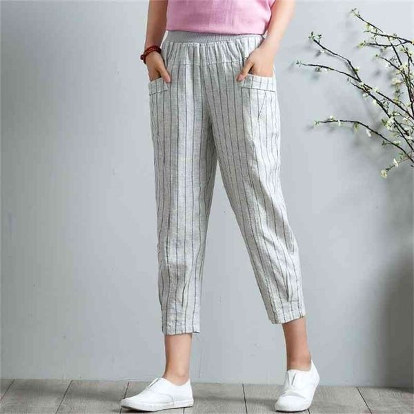 cotton linen harem pant spring summer high waist striped pockets casual elastic sweatpants trousers 210915, Black;white
cotton linen harem pant spring summer high waist striped pockets casual elastic sweatpants trousers 210915, Black;white