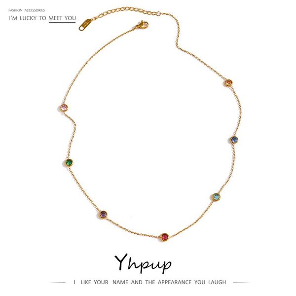 chains yhpup 316l stainless steel chain necklace delicate colorful cubic zirconia collar trendy jewelry bijoux femme party, Silver
chains yhpup 316l stainless steel chain necklace delicate colorful cubic zirconia collar trendy jewelry bijoux femme party, Silver
