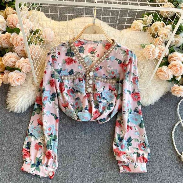 ladies shirt french temperament printing v-neck button decoration pullover uk860 210506, White
ladies shirt french temperament printing v-neck button decoration pullover uk860 210506, White