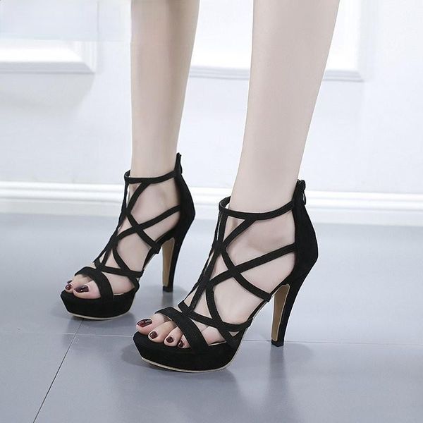 sandals sandal women summer high heel cool boots suede hollowed-out roman style heeled stripper shoes, Black
sandals sandal women summer high heel cool boots suede hollowed-out roman style heeled stripper shoes, Black