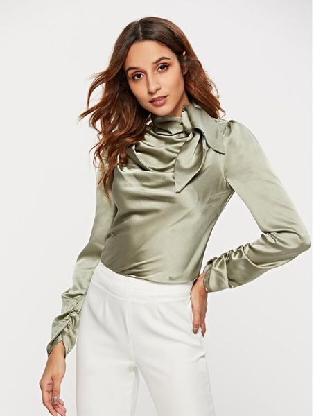 women's blouses & shirts korean autumn office fashion high neck tie bow waist belt solid satin silk blouse rayon shirt slim elegant reg, White
women's blouses & shirts korean autumn office fashion high neck tie bow waist belt solid satin silk blouse rayon shirt slim elegant reg, White