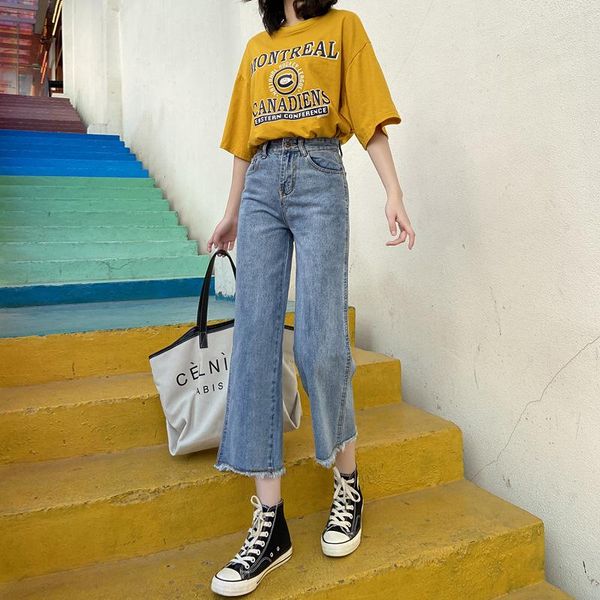 women jeans leisure loose high waish vintage wide leg korean style simple straight washed cotton 2021 women's, Blue
women jeans leisure loose high waish vintage wide leg korean style simple straight washed cotton 2021 women's, Blue