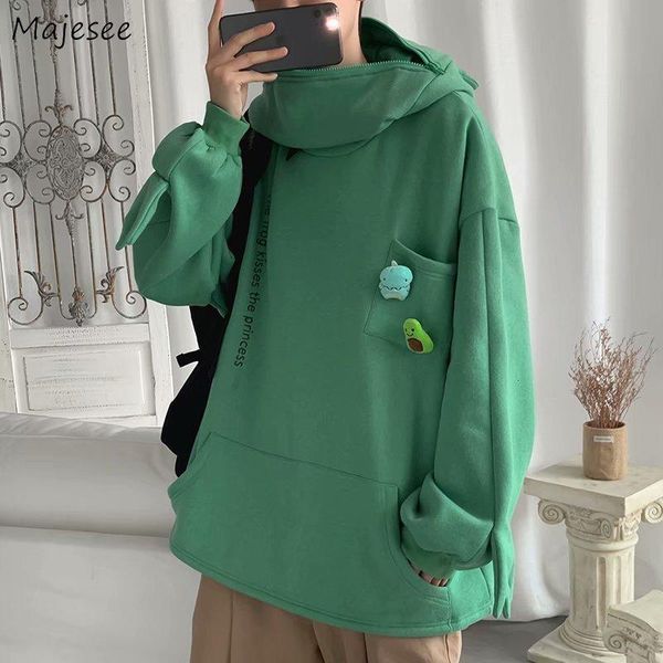 men's hoodies & sweatshirts with hat men cartoon embroidery personality loose kawaii plus velvet vintage winter funny party casual chic, Black
men's hoodies & sweatshirts with hat men cartoon embroidery personality loose kawaii plus velvet vintage winter funny party casual chic, Black