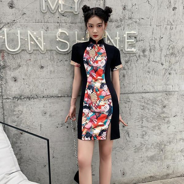 black stitching cheongsam vintage mini qipao traditional chinese dress split short party gown classic women ethnic clothing, Red
black stitching cheongsam vintage mini qipao traditional chinese dress split short party gown classic women ethnic clothing, Red