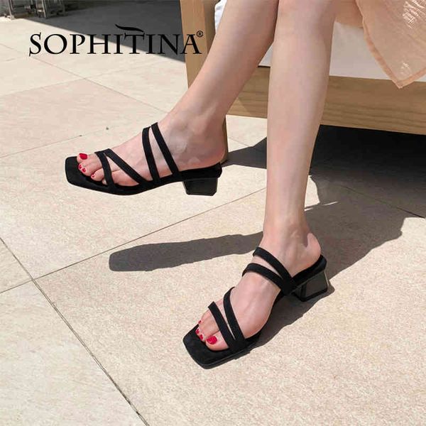 sophitina summer women shoes sandals basic mid square heel concise stylish narrow band office lady square toe sandals fo350 210513, Black
sophitina summer women shoes sandals basic mid square heel concise stylish narrow band office lady square toe sandals fo350 210513, Black