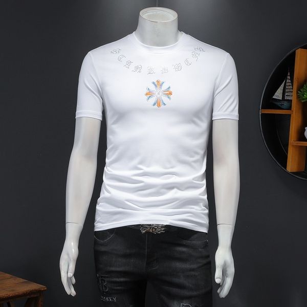 brand chrome/hearts tees crosin mercerized cotton short summer fashion slim trend youth half sleeve t-shirt men's t-shir, White
brand chrome/hearts tees crosin mercerized cotton short summer fashion slim trend youth half sleeve t-shirt men's t-shir, White