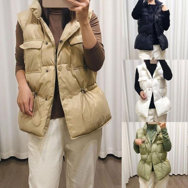 women's vests women down waistcoat pockets white duck sleeveless drawstring slim coat for school, Black;white
women's vests women down waistcoat pockets white duck sleeveless drawstring slim coat for school, Black;white