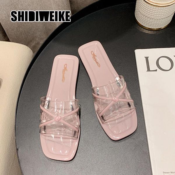 fashion pvc women sandals summer shoes for 2021 square toe leather flat rubber slides femme va610 slippers, Black
fashion pvc women sandals summer shoes for 2021 square toe leather flat rubber slides femme va610 slippers, Black