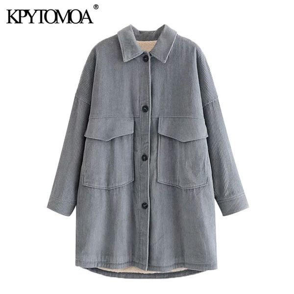 women fashion with fleece thick warm corduroy jacket coat vintage long sleeve pockets female outerwear chic 210416, Black;brown
women fashion with fleece thick warm corduroy jacket coat vintage long sleeve pockets female outerwear chic 210416, Black;brown