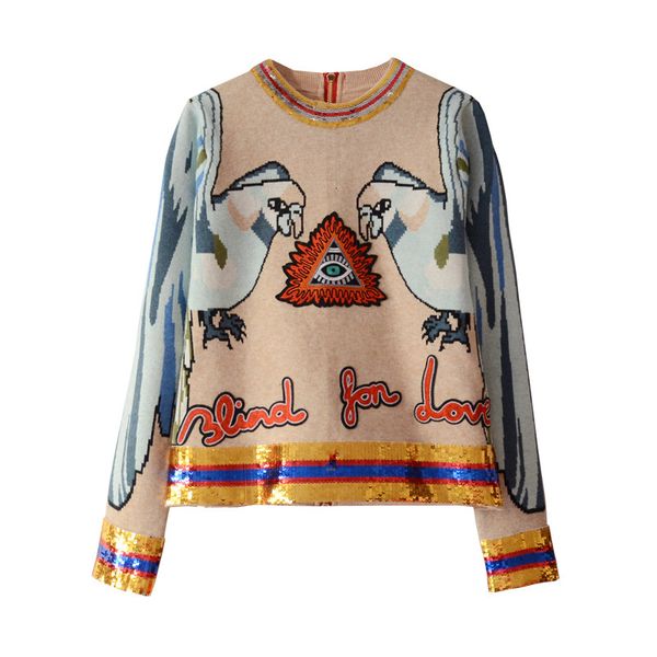 women's t-shirt autumn/winter couli nazha style with the same contrast sequins parrot eyes zipper women's sweater 4c49, White
women's t-shirt autumn/winter couli nazha style with the same contrast sequins parrot eyes zipper women's sweater 4c49, White