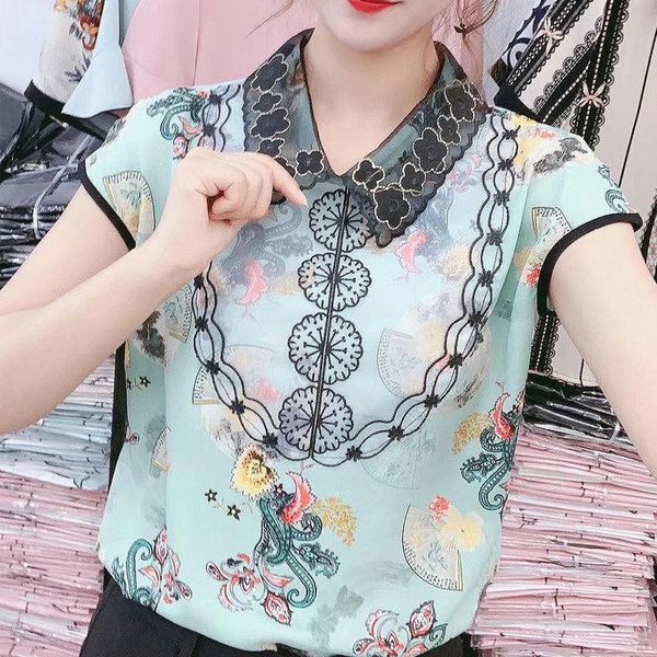 women's t-shirt ladies floral short sleeve chiffon shirt 2021 summer fashion loose large size western casual women, White
women's t-shirt ladies floral short sleeve chiffon shirt 2021 summer fashion loose large size western casual women, White