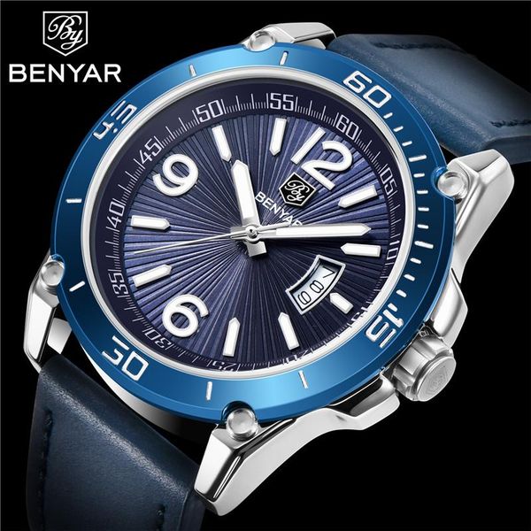 wristwatches benyar auto date men watch waterproof military army male clock sport business genuinle leather wristwatch 5166, Slivery;brown
wristwatches benyar auto date men watch waterproof military army male clock sport business genuinle leather wristwatch 5166, Slivery;brown