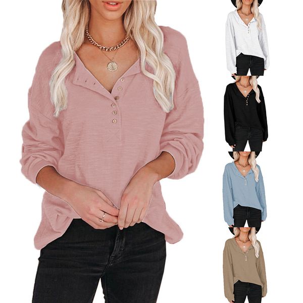 women's solid color breasted lantern sve casual stand collar pullover t-shirt women, White
women's solid color breasted lantern sve casual stand collar pullover t-shirt women, White
