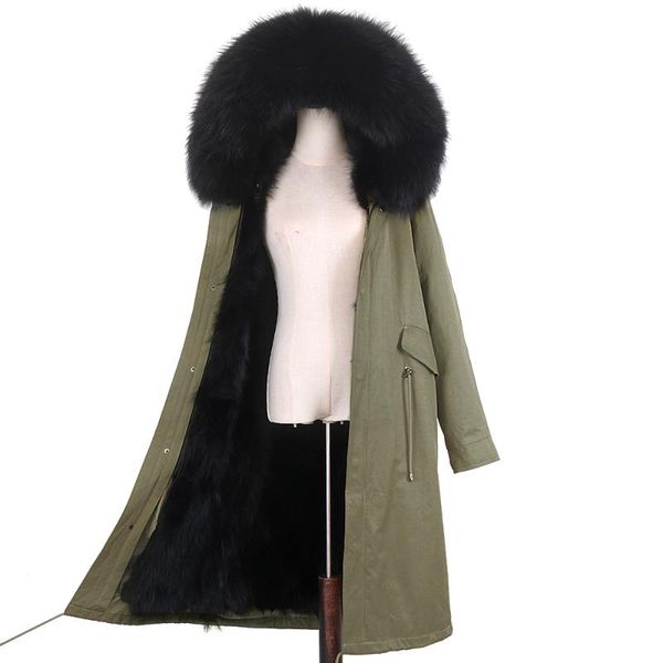 women's fur & faux waterproof parka real coat 110cm winter jacket women natural raccoon collar liner warm thick streetwear outwear, Black
women's fur & faux waterproof parka real coat 110cm winter jacket women natural raccoon collar liner warm thick streetwear outwear, Black