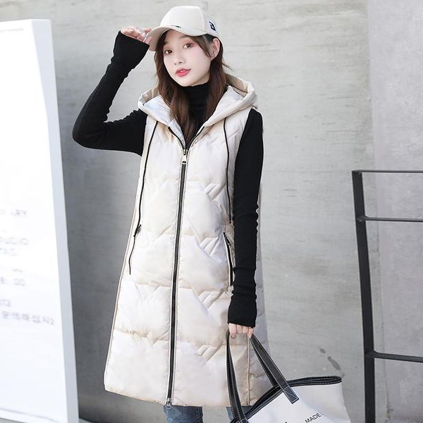 women's vests isenmal winter women's long vest solid hooded sleeveless jacket stand collar cotton padded thick casual outwear waist, Black;white
women's vests isenmal winter women's long vest solid hooded sleeveless jacket stand collar cotton padded thick casual outwear waist, Black;white