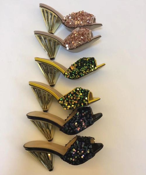 slippers 2021 summer fashion women's bling sequins peep toe high-heeled sandals slides eu35-42 by758, Black
slippers 2021 summer fashion women's bling sequins peep toe high-heeled sandals slides eu35-42 by758, Black