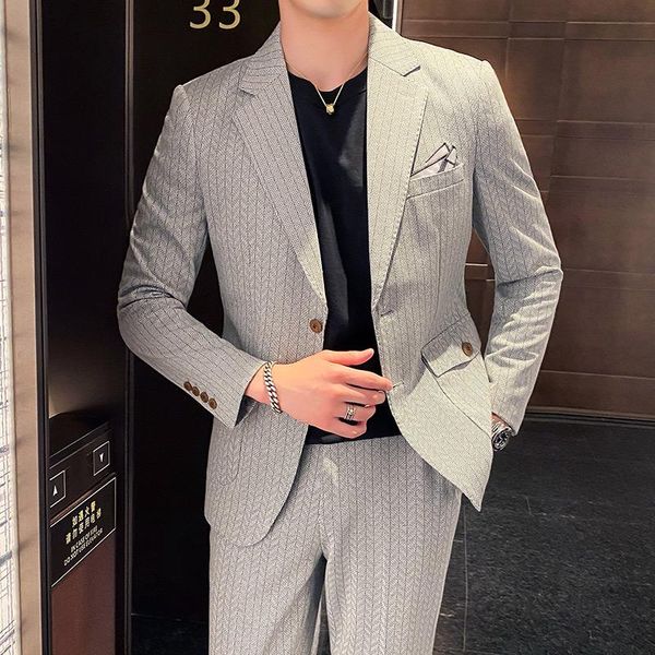 british style casual suit men's korean slim yuppie handsome small two-piece trendy jacket suits & blazers, White;black
british style casual suit men's korean slim yuppie handsome small two-piece trendy jacket suits & blazers, White;black